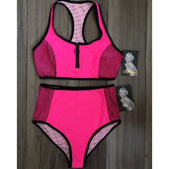 Marilyn Monroe Other - Marilyn Monroe Swim Suite Plus Pink Black size XL